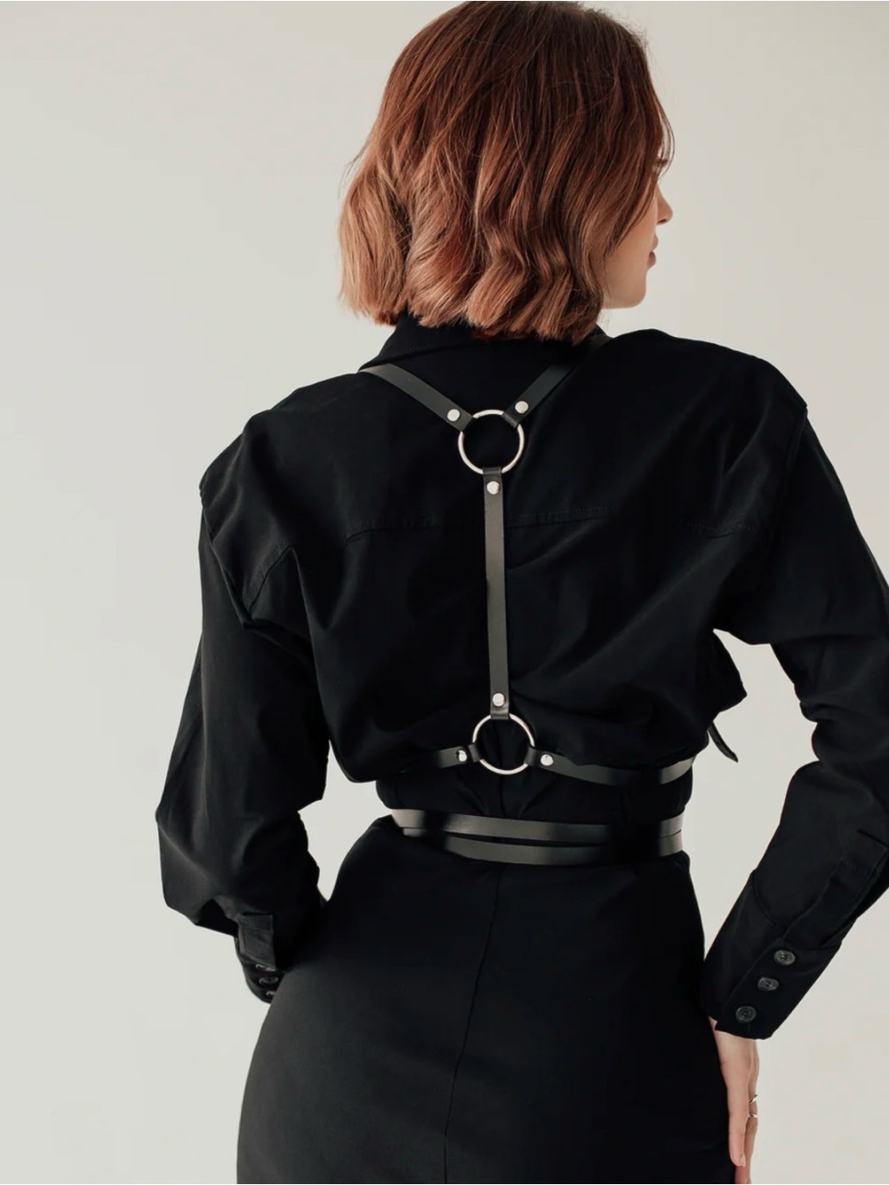 Bleak & Sleek Adjustable Black Leather Harness Belt - Picture 5 of 5
